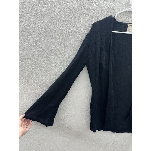 Beldoch Popper Womens Cardigan Sweater Size Large Black Open Front VTG - Picture 3 of 9